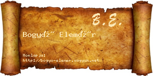 Bogyó Elemér névjegykártya